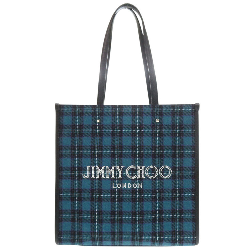 Jimmy Choo N S Tote M Men's Tartan Check Blue Bag 0133